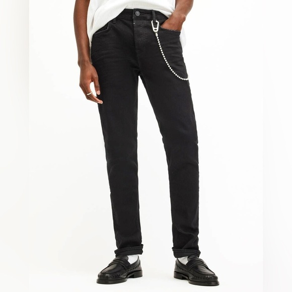ALLSAINTS Cigarette Skinny Fit Stretch Denim Jeans Black 31 - Picture 1 of 10